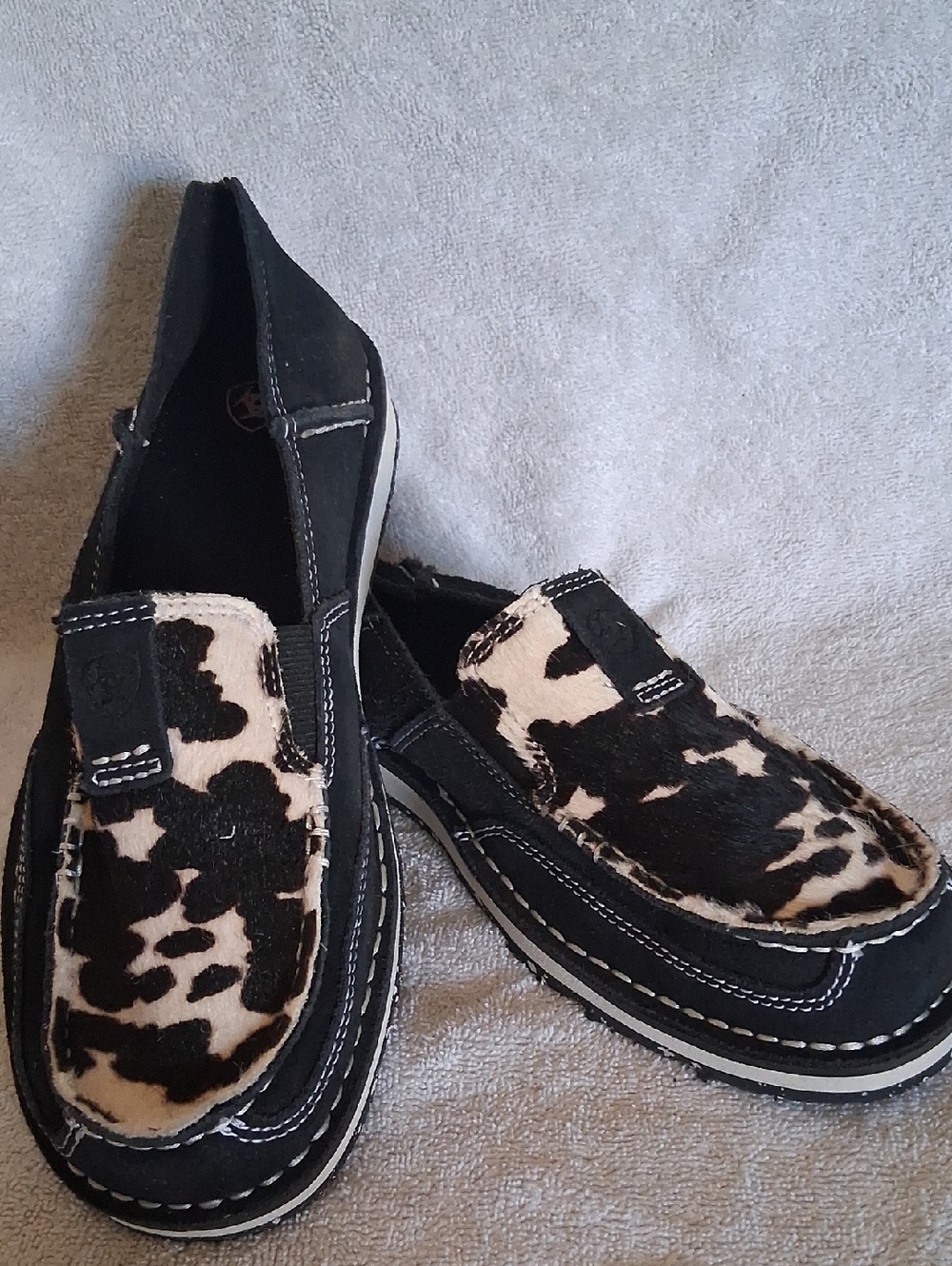 Ariat Black and Cream Cowhair Slip-On Casual Shoes
